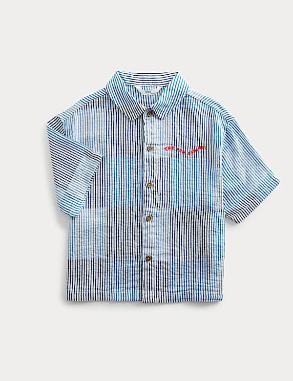 Pure Cotton Checked Seersucker Shirt (2-8 Yrs)