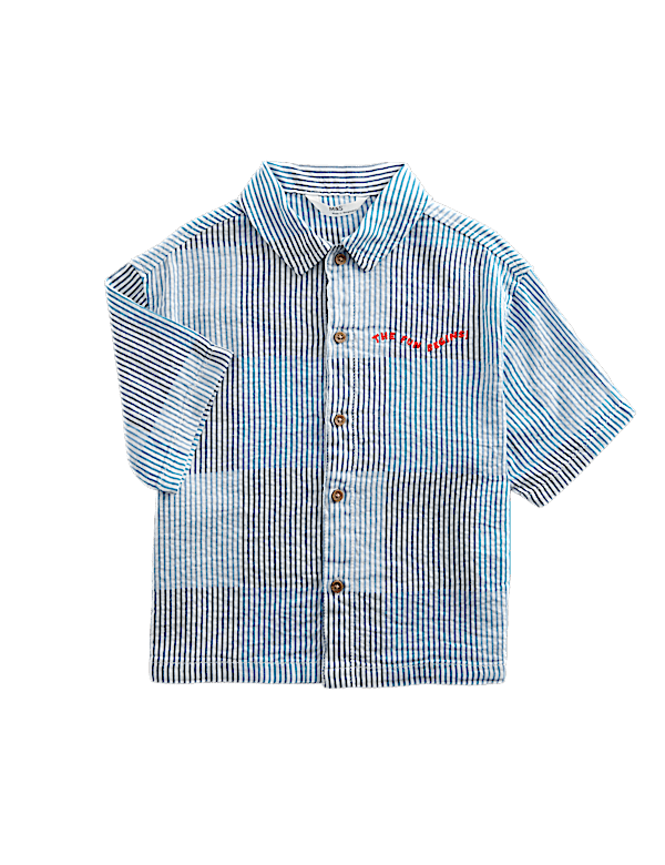 Pure Cotton Checked Seersucker Shirt (2-8 Yrs)