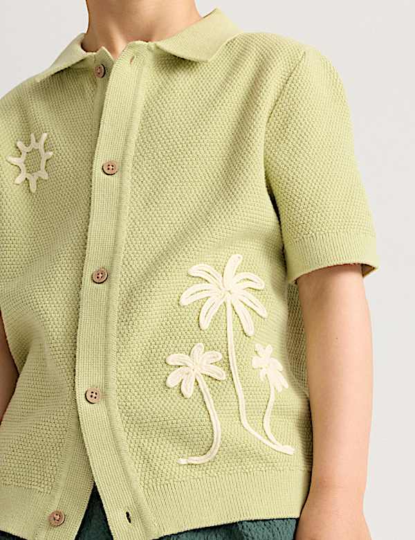 Pure Cotton Knitted Embroidered Polo Shirt (2-8 Yrs) - ES