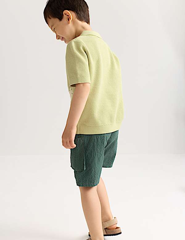 Pure Cotton Knitted Embroidered Polo Shirt (2-8 Yrs) - ES