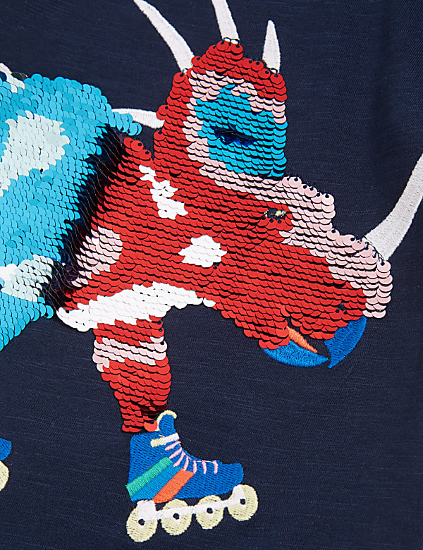 Pure Cotton Reversible Sequin Dinosaur Top (2-7 Yrs)