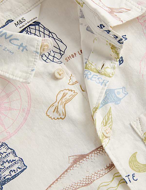Pure Cotton Coastal Print Shirt (2-8 Yrs)