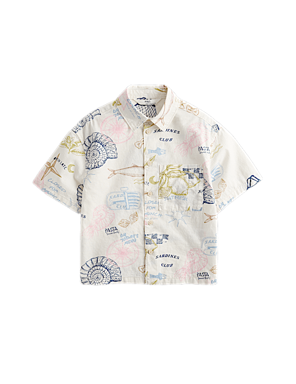 Pure Cotton Coastal Print Shirt (2-8 Yrs)