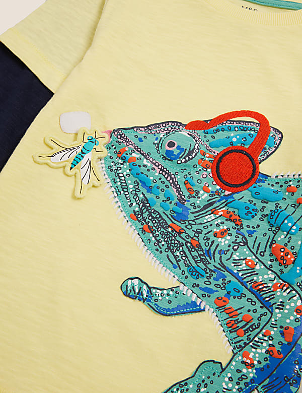 Embroidered Chameleon Mock Sleeve Top (2-7 Yrs)