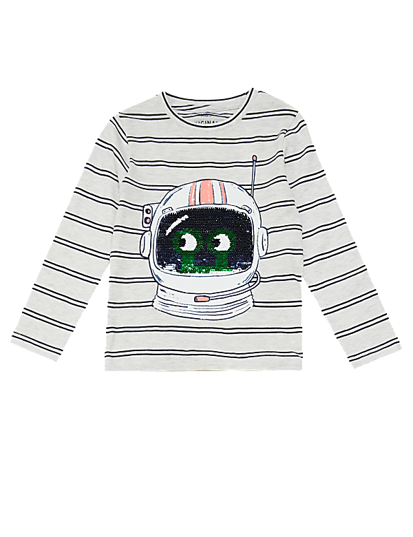 Cotton Reversible Sequin Alien Top (2-7 Yrs)