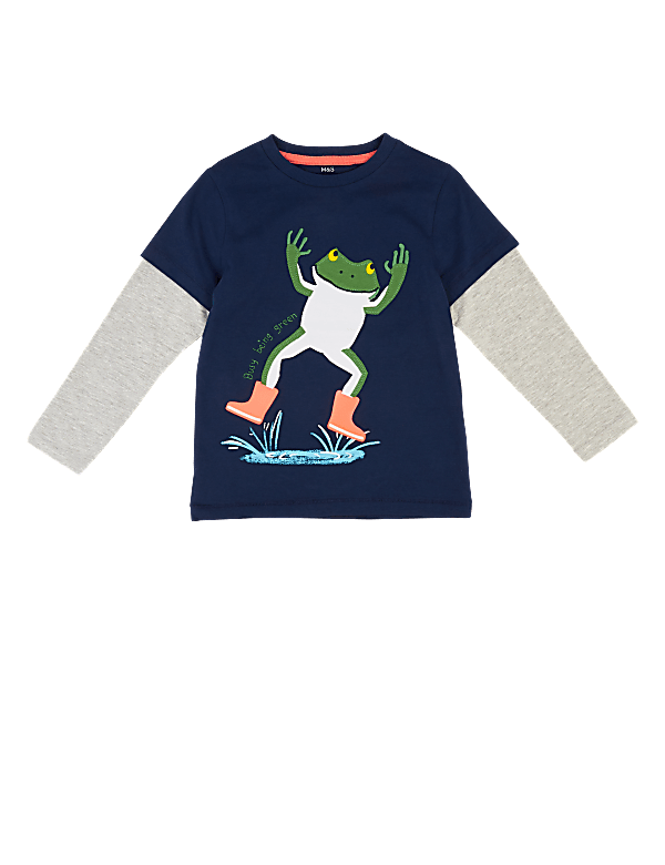 Cotton Embroidered Frog Top (2-7 Yrs)