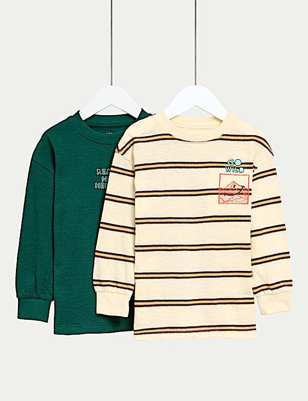 Pure Cotton 2pk Textured Long Sleeve Top - HU