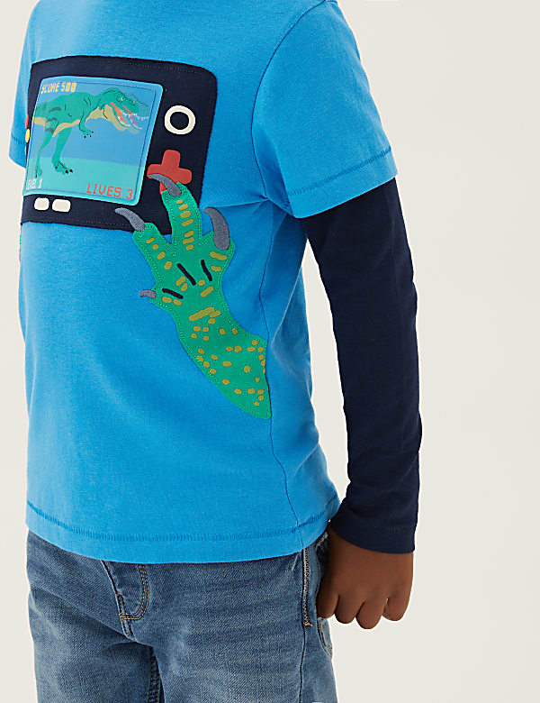 Pure Cotton Gamer Dinosaur Interactive Top (2-7 Yrs)