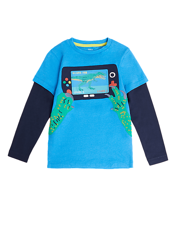 Pure Cotton Gamer Dinosaur Interactive Top (2-7 Yrs)