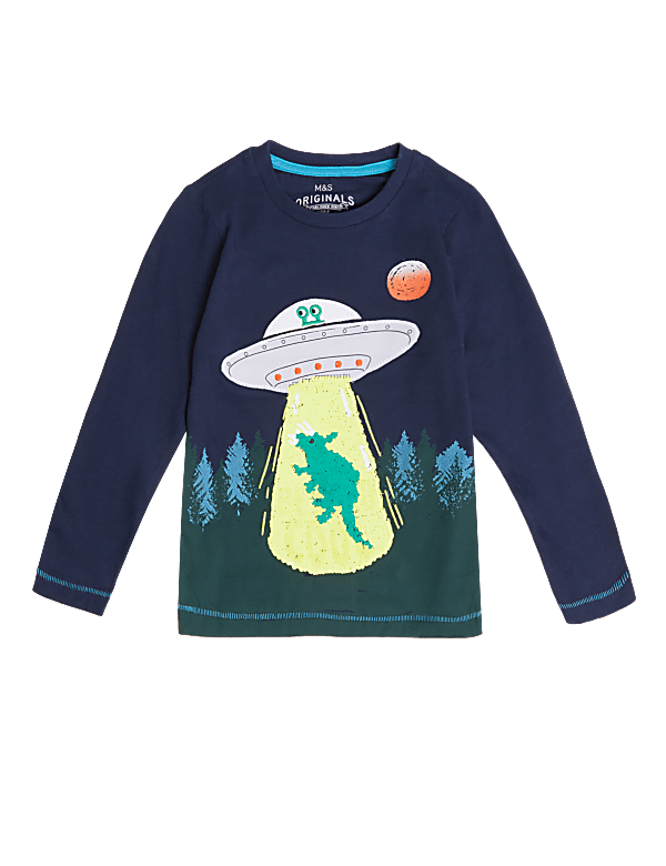 Pure Cotton Alien Reversible Sequin Top (2-7 Yrs)