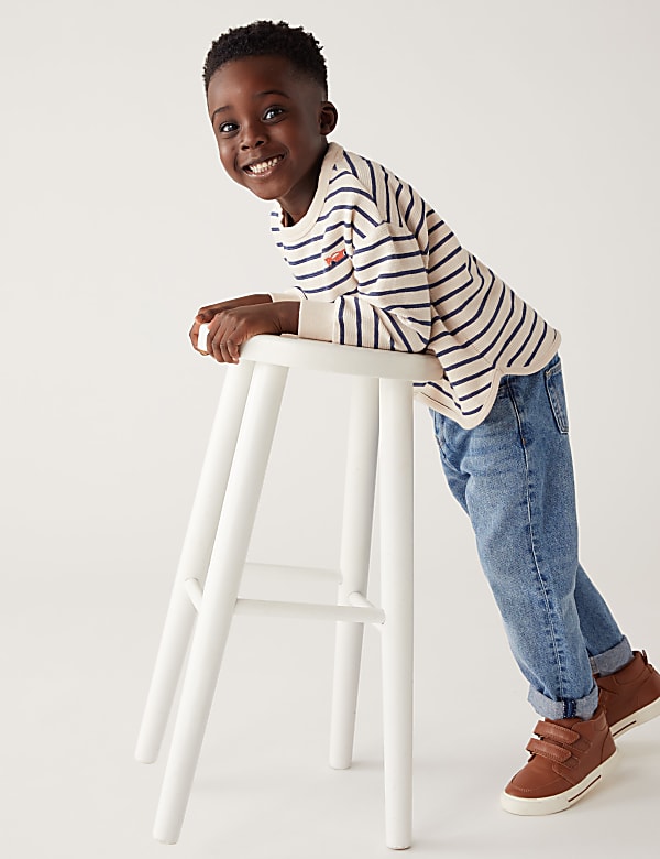 Cotton Rich Striped Sweatshirt