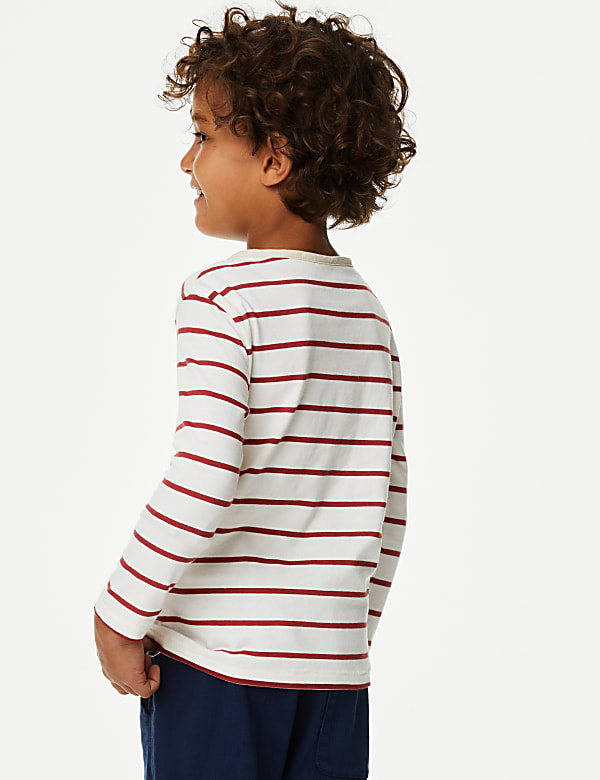 Pure Cotton Breton Striped Henley Top (2-8 Yrs) - US