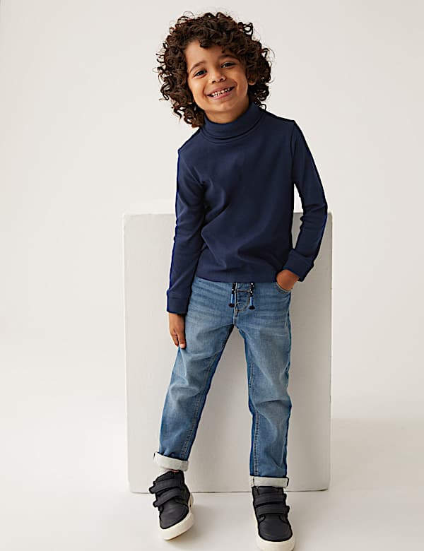 2pk Cotton Rich Roll Neck Tops