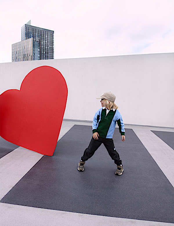 חולצת רוגבי מבד עשיר בכותנה עם פסים (8-2 שנים) - IL