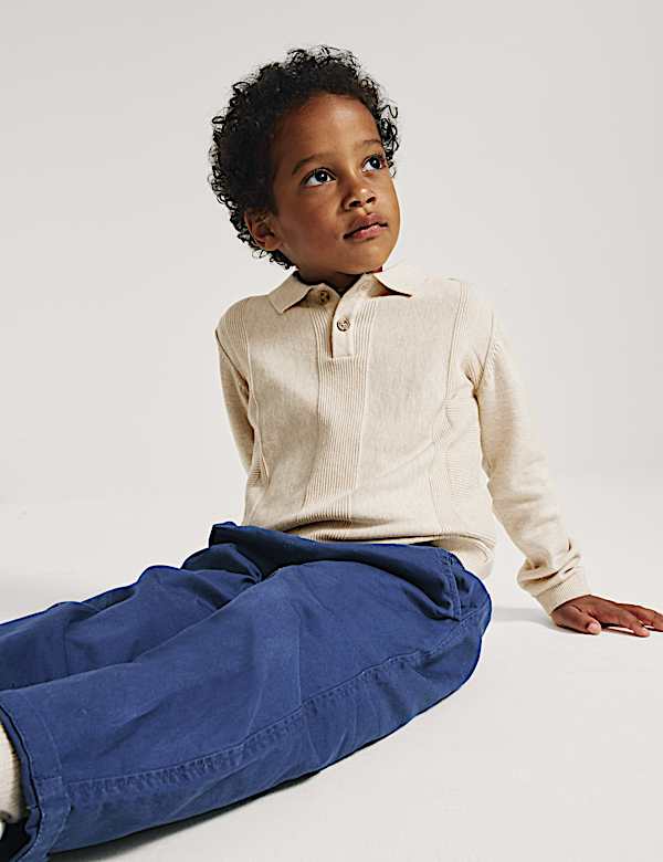 Pure Cotton Knitted Polo Shirt (2-8 Yrs) - JO
