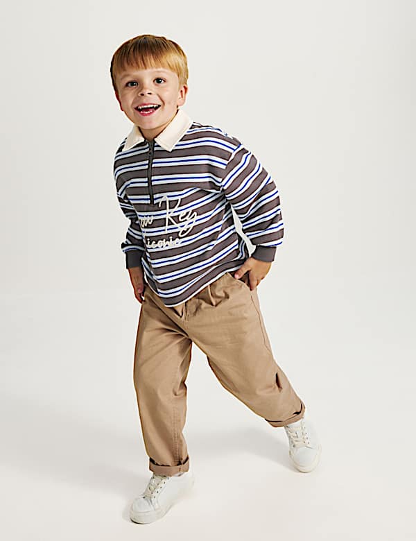 Cotton Rich Graphic Striped Rugby Top (2-8 Yrs)