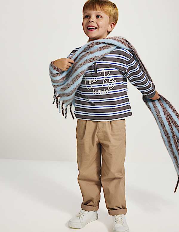 Cotton Rich Graphic Striped Rugby Top (2-8 Yrs)