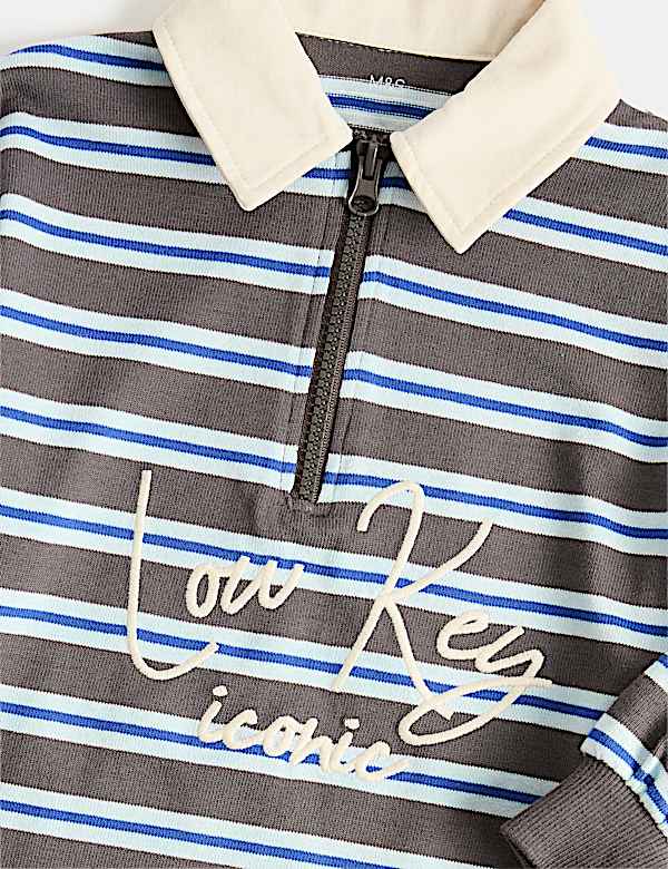 Cotton Rich Graphic Striped Rugby Top (2-8 Yrs)