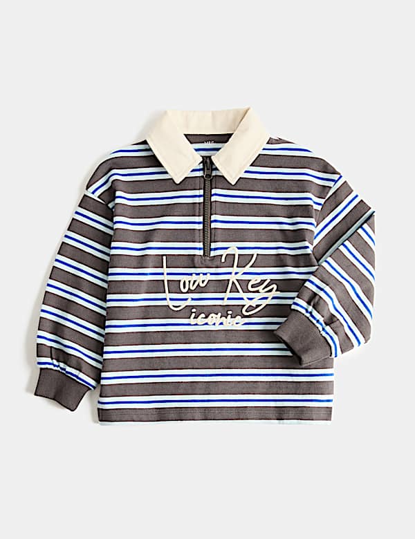 Cotton Rich Graphic Striped Rugby Top (2-8 Yrs) - BN