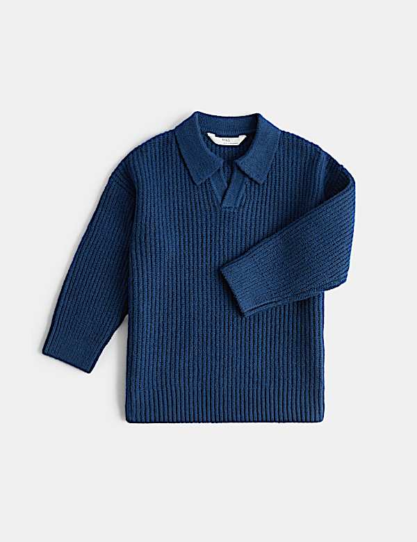 Cotton Rich Trophy Neck Knitted Jumper (2-8 Yrs)