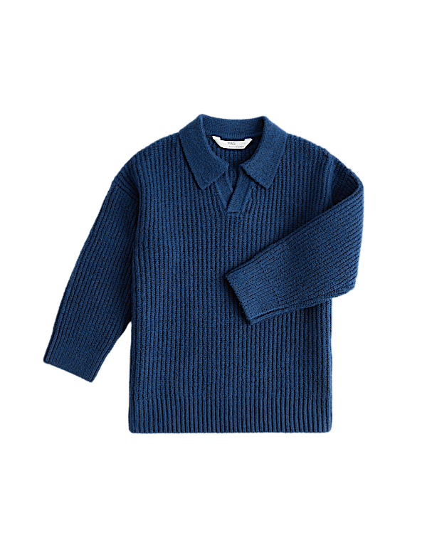Cotton Rich Trophy Neck Knitted Jumper (2-8 Yrs)
