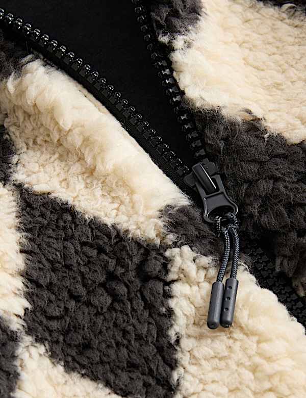 Harlequin Patterned Borg Jacket (2-8 Yrs)