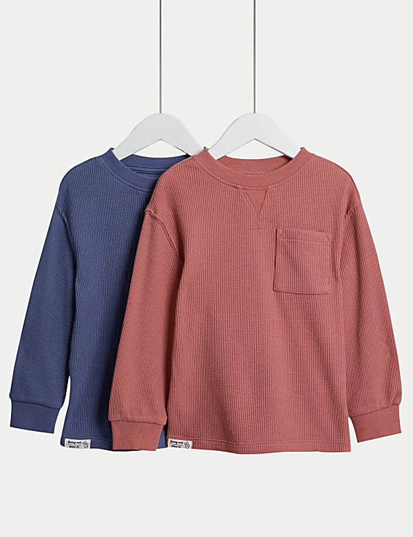 2pk Cotton Rich Textured Tops (2-8 Yrs)