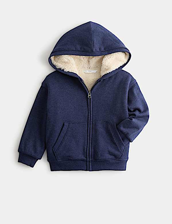 Sudadera con capucha, cremallera y forro de borreguito (1-10 años) - ES