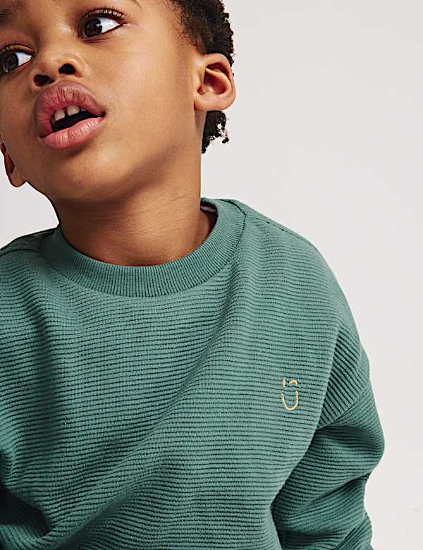 Pure Cotton Textured Long Sleeve Top (1-8 Yrs) - SK