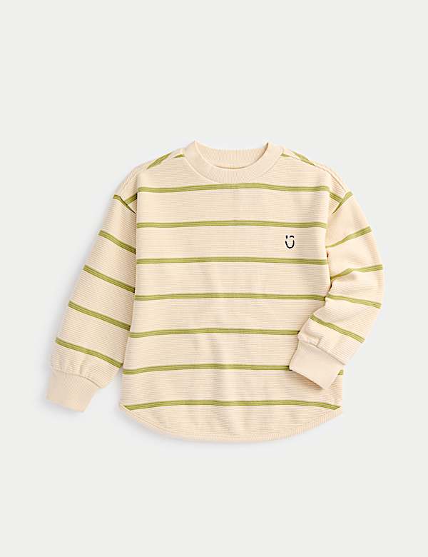 Pure Cotton Striped Textured Top (1-8 Yrs) - SK