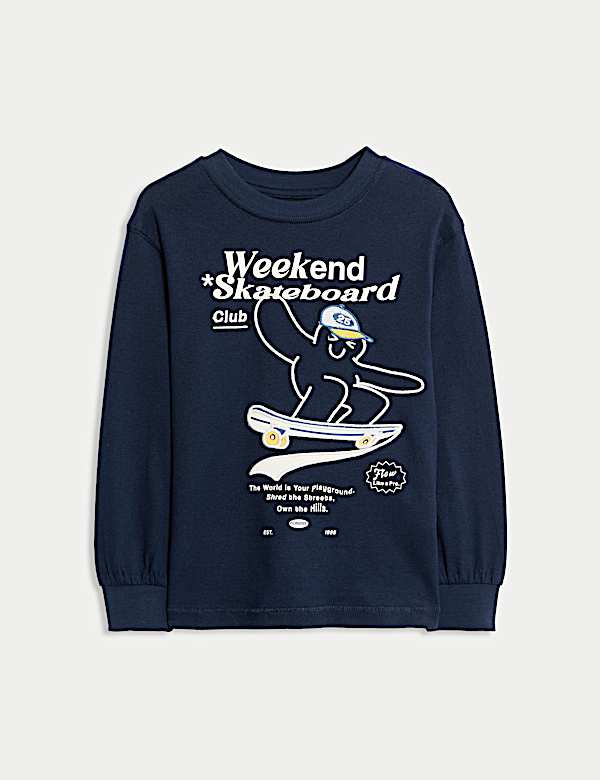 T-shirt 100 % coton graphique à manches longues (du 2 au 8 ans) - BE