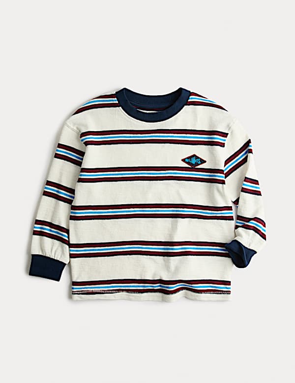 Pure Cotton Textured Striped Long Sleeve Top (2-8 Yrs) - AL