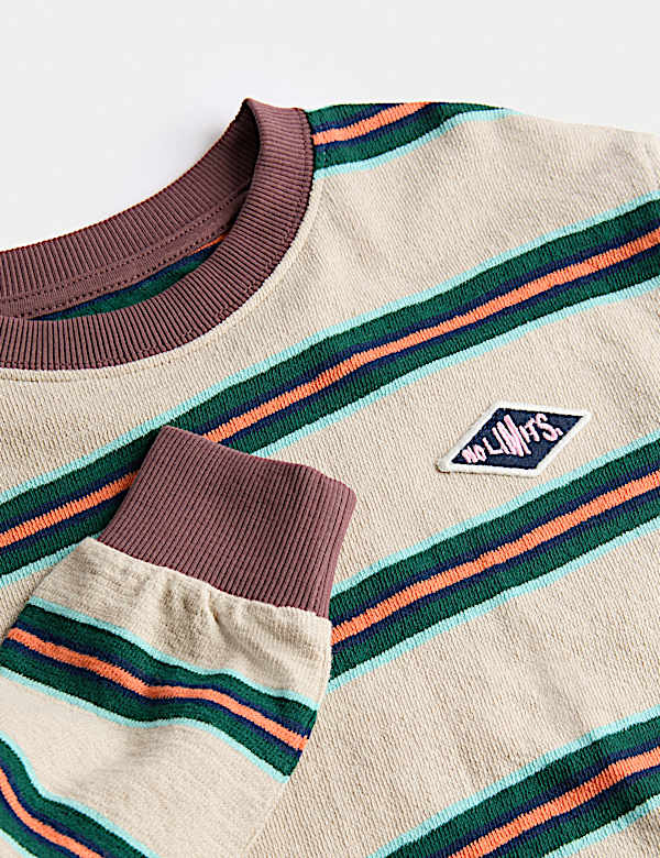 Pure Cotton Textured Striped Long Sleeve Top (2-8 Yrs)