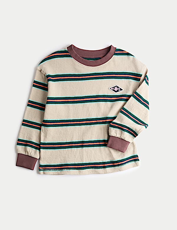 Pure Cotton Textured Striped Long Sleeve Top (2-8 Yrs) - IL