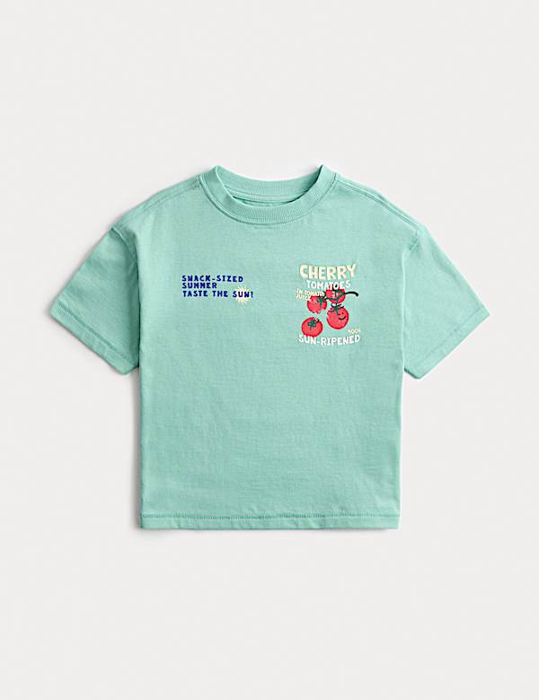 T-shirt Fille Marks And Spencer 13 Ans – Vert Géométrique, Manches Longues, Coton