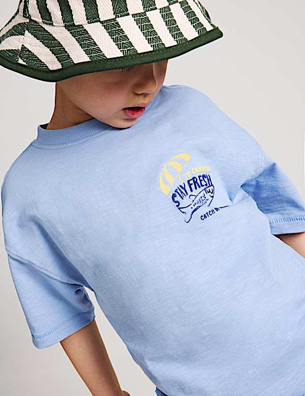 Pure Cotton Fish Graphic T-shirt (2-8 Yrs)