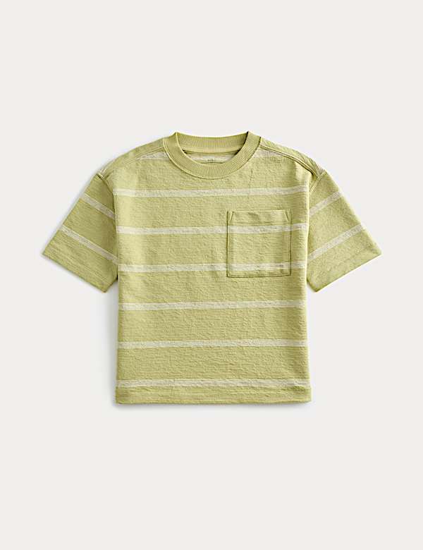 Pure Cotton Striped Textured T-Shirt (2-8 Yrs) - LU