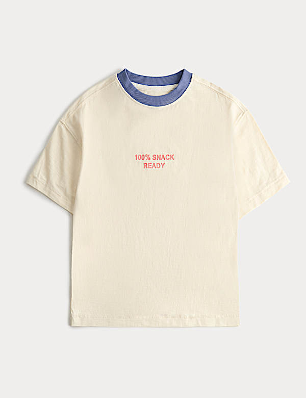 Pure Cotton Snack Ready Slogan T-Shirt (2-8 Yrs)