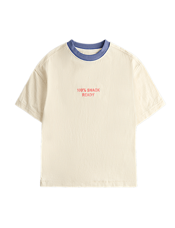 Pure Cotton Snack Ready Slogan T-Shirt (2-8 Yrs)
