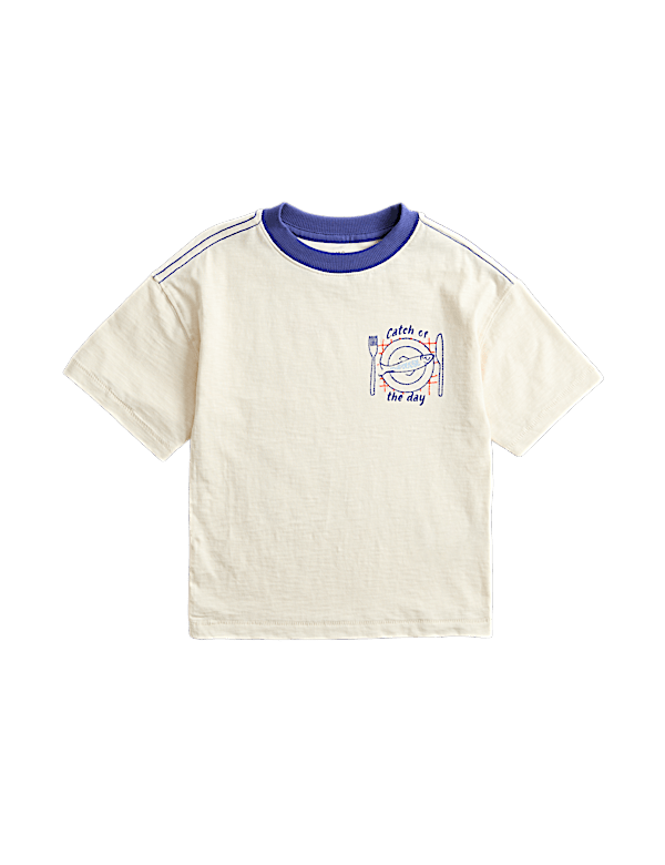Pure Cotton Fish Graphic T-Shirt (2-8 Yrs)