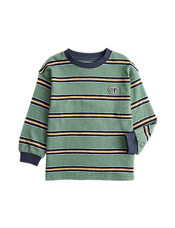 Pure Cotton Textured Striped Top (2-8 Yrs)