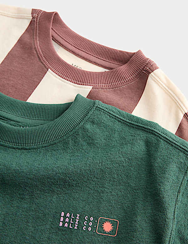 2 Pack Pure Cotton Textured T-Shirts (2-8 Yrs) - LT