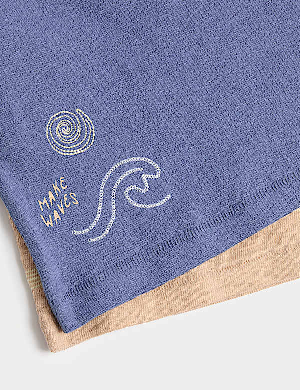 2 Pack Pure Cotton Textured T-Shirts (2-8 Yrs)