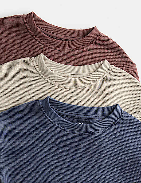 3 Pack Pure Cotton Waffle Tops (2-8 Yrs) - DE