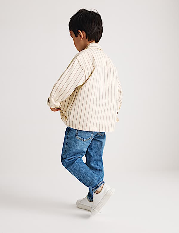 Pure Cotton Striped Overshirt (2-8 Yrs) - RS