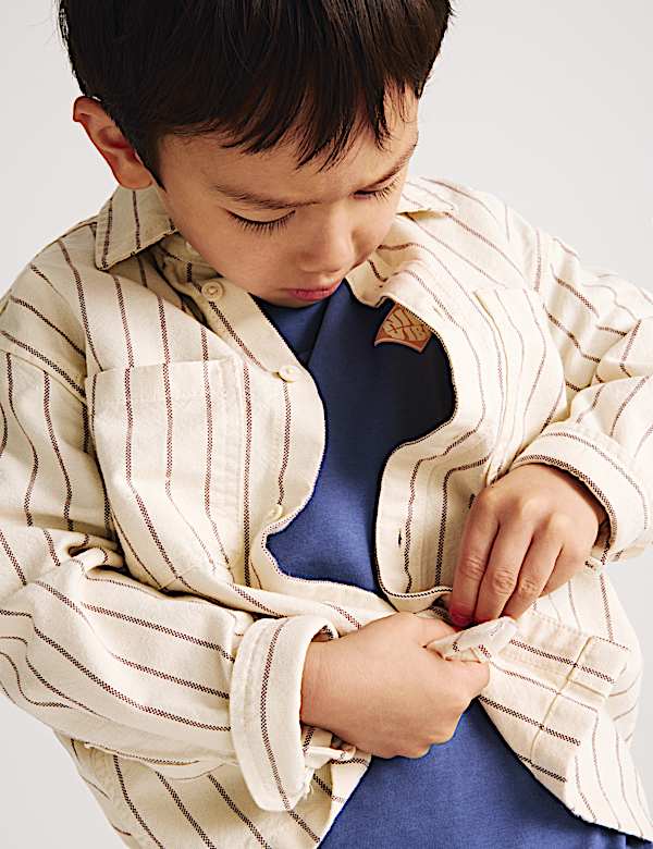 Pure Cotton Striped Overshirt (2-8 Yrs) - RS