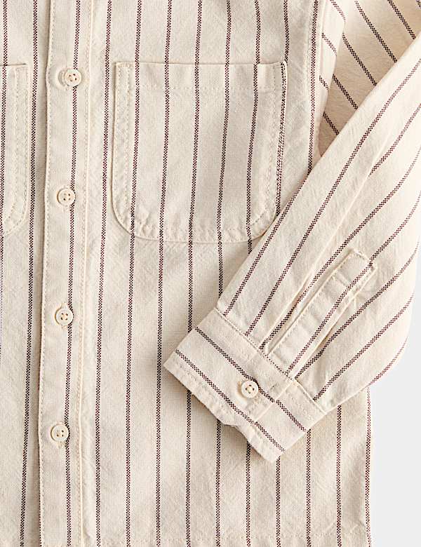 Pure Cotton Striped Overshirt (2-8 Yrs) - RS