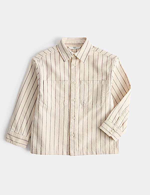 Pure Cotton Striped Overshirt (2-8 Yrs) - RS