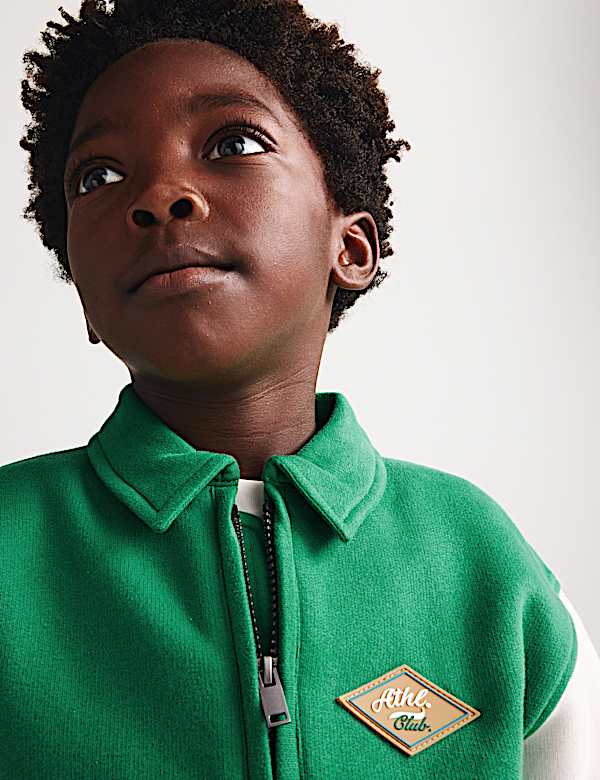 Sweatshirt mit hohem Baumwollanteil, Kragen und halbem Rei&szlig;verschluss (2&ndash;8 Jahre) - AT