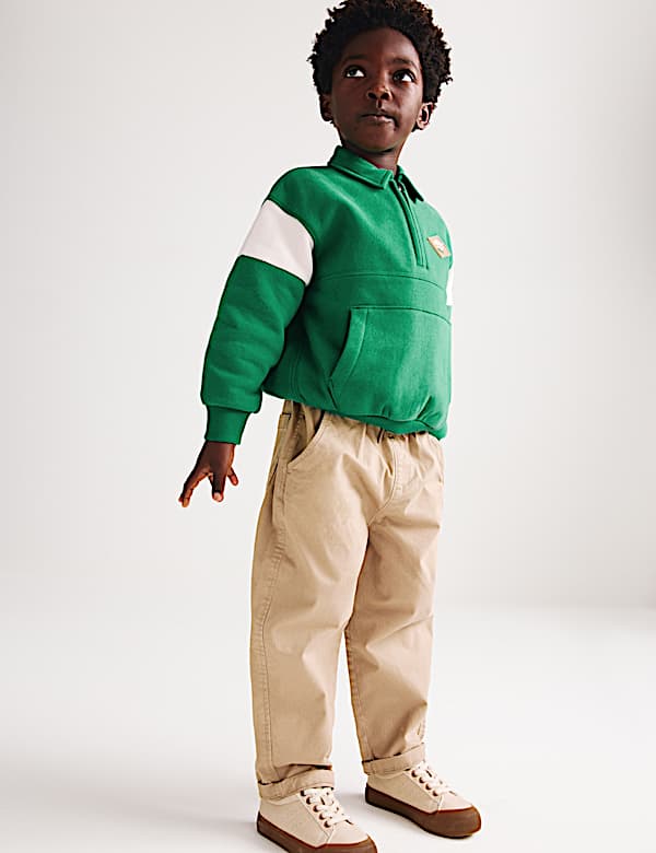 Sweatshirt mit hohem Baumwollanteil, Kragen und halbem Rei&szlig;verschluss (2&ndash;8 Jahre) - AT